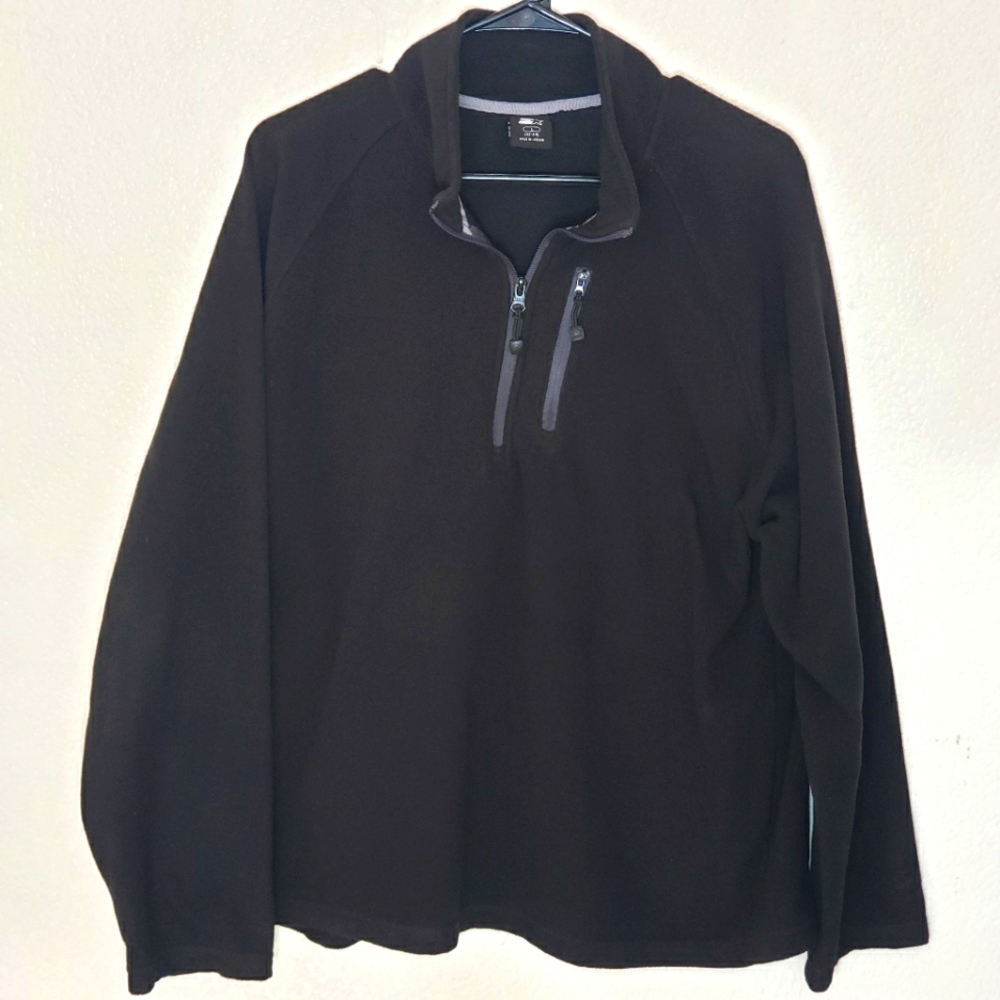 Starter 1/4 Zip Fleece 1/4 Zip Pocket Pullover Mens Large (42-44) Black